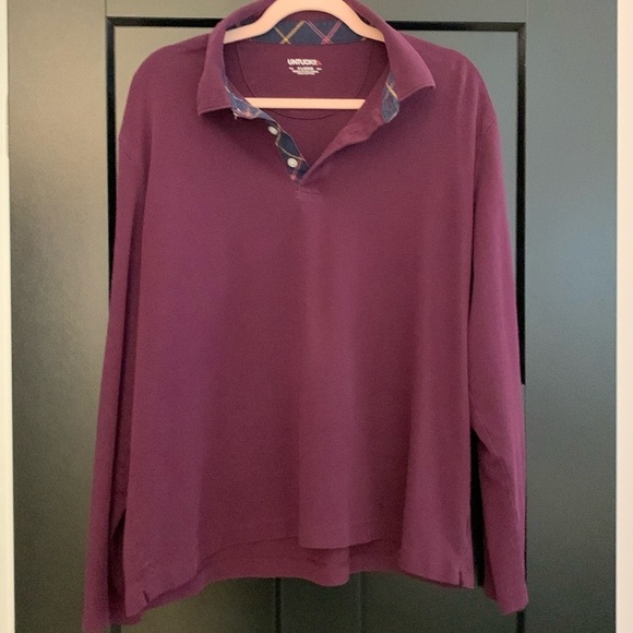 Men’s Untuckit Polo 100% Cotton Dark Purple/Burgundy Long Sleeve Shirt. Size. XL - Picture 1 of 8